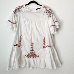 Lucky Leaves Embroidered White Dress | Size M